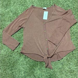 Sienna Sky Mauve Knit Tie-Front Cardigan